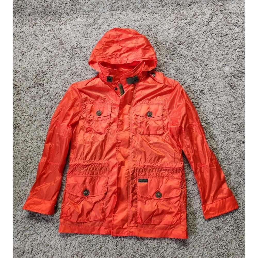 Polo Ralph Lauren Boys L 14-16 Orange Neon Military Field Windbreaker Rain Jacke